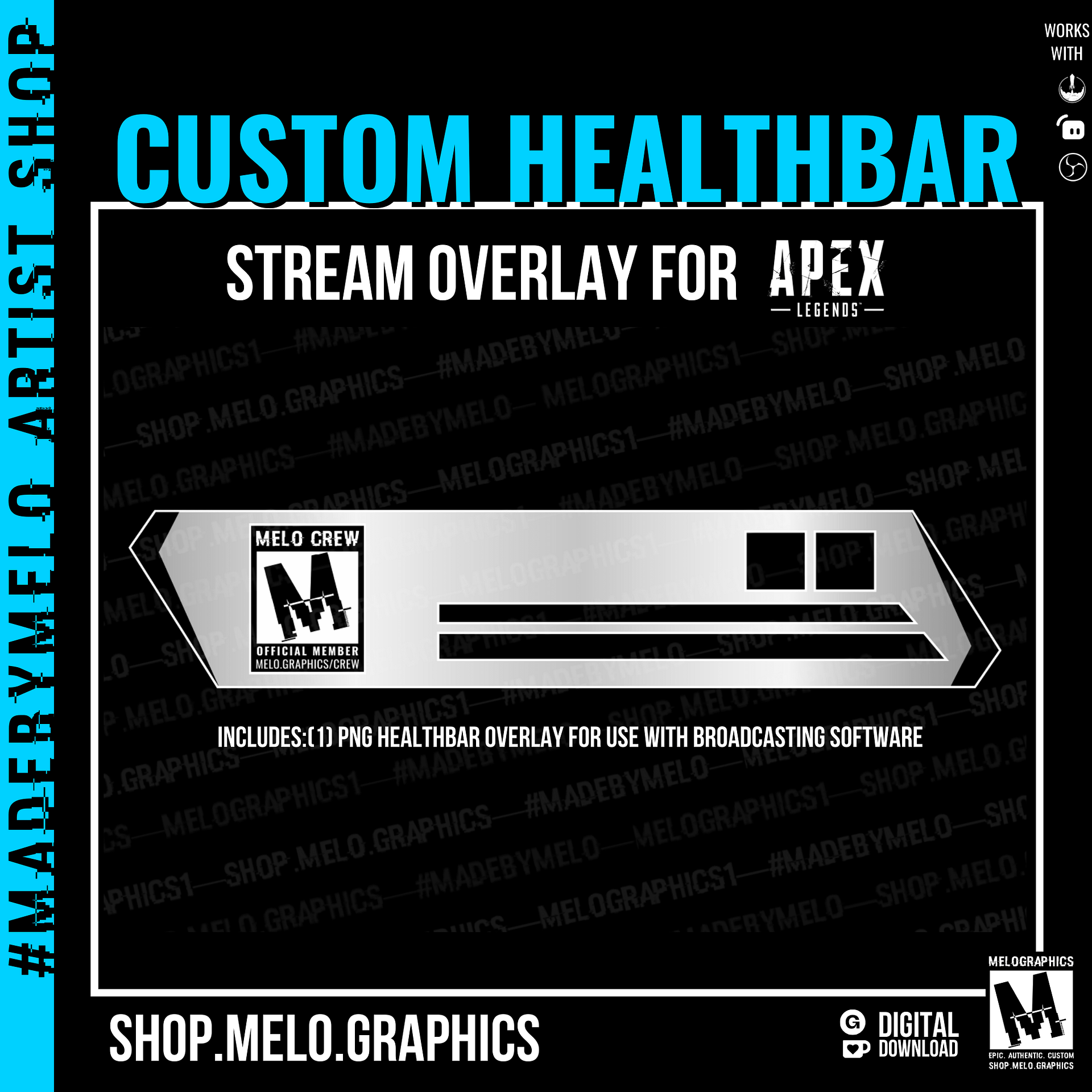 Custom Healthbar Stream Overlay: Fortnite Apex Legends, Warzone | #MadeByMELO product image (2)