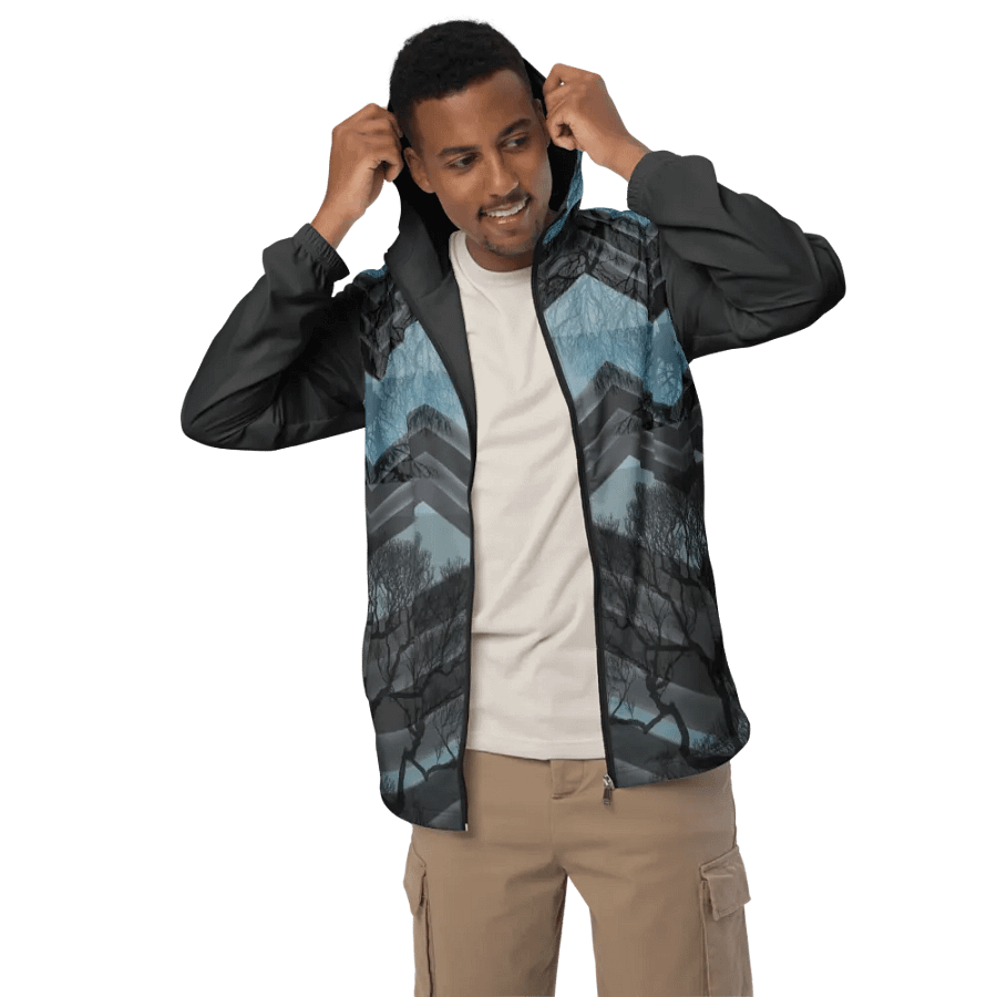 Gray Wood Unisex Windbreaker product image (7)