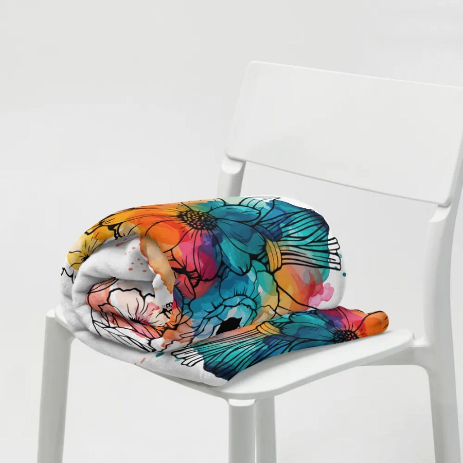 Ink Splatter Floral Bliss Throw Blanket product image (8)