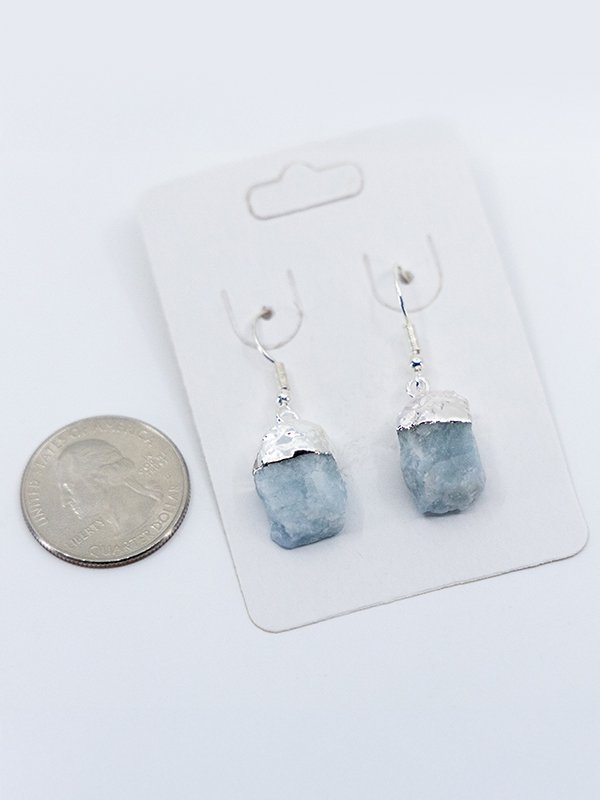 Raw Aquamarine Crystal Silver Earrings product image (2)