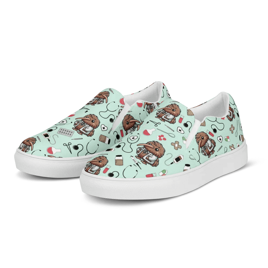 Cute Medical Kiwi Slip-On Canvas Shoes (Green) product image (6)