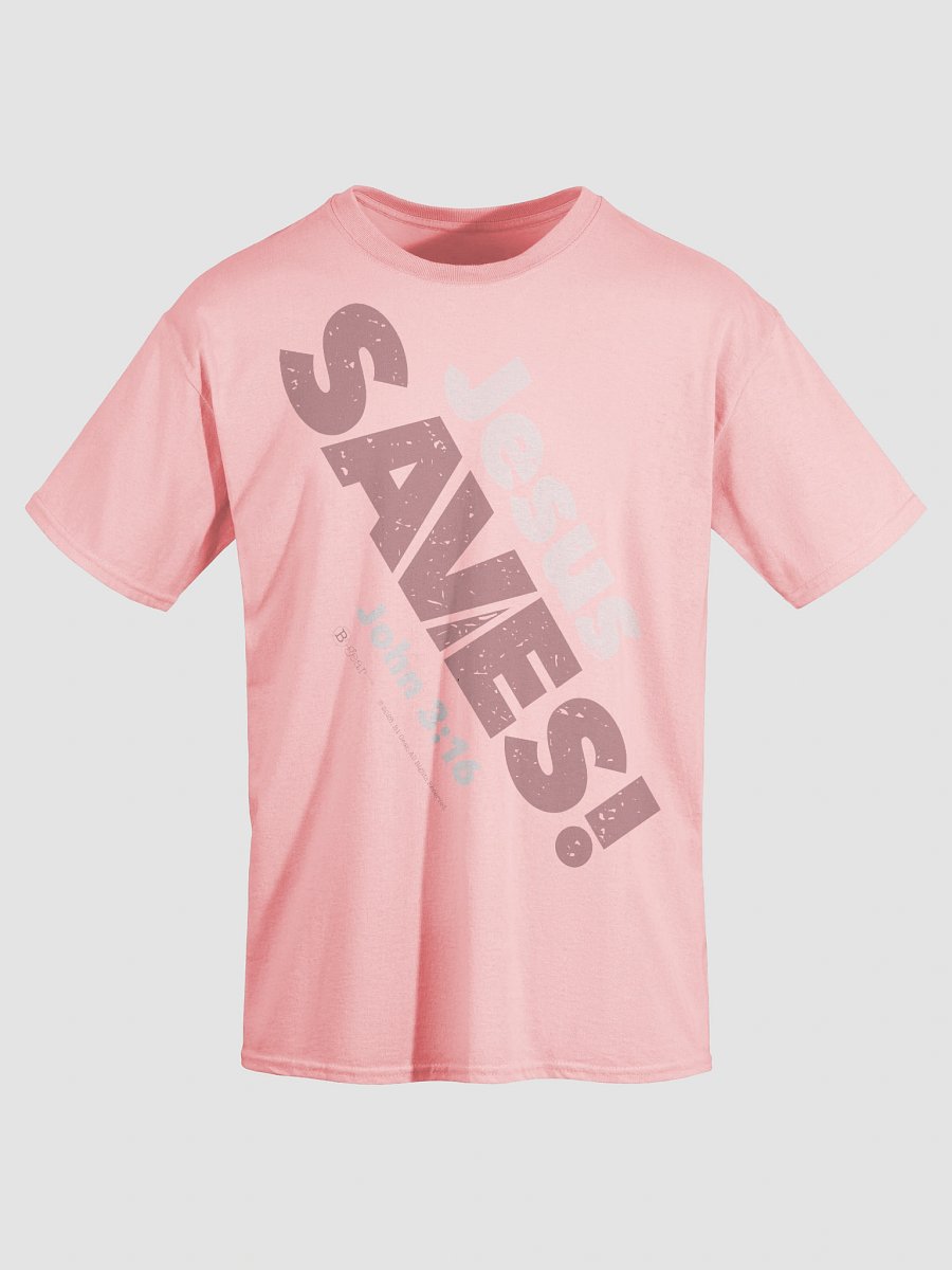 Jesus SAVES! Heavyweight Unisex Crewneck T-shirt | Gildan® 5000, PINK product image (6)