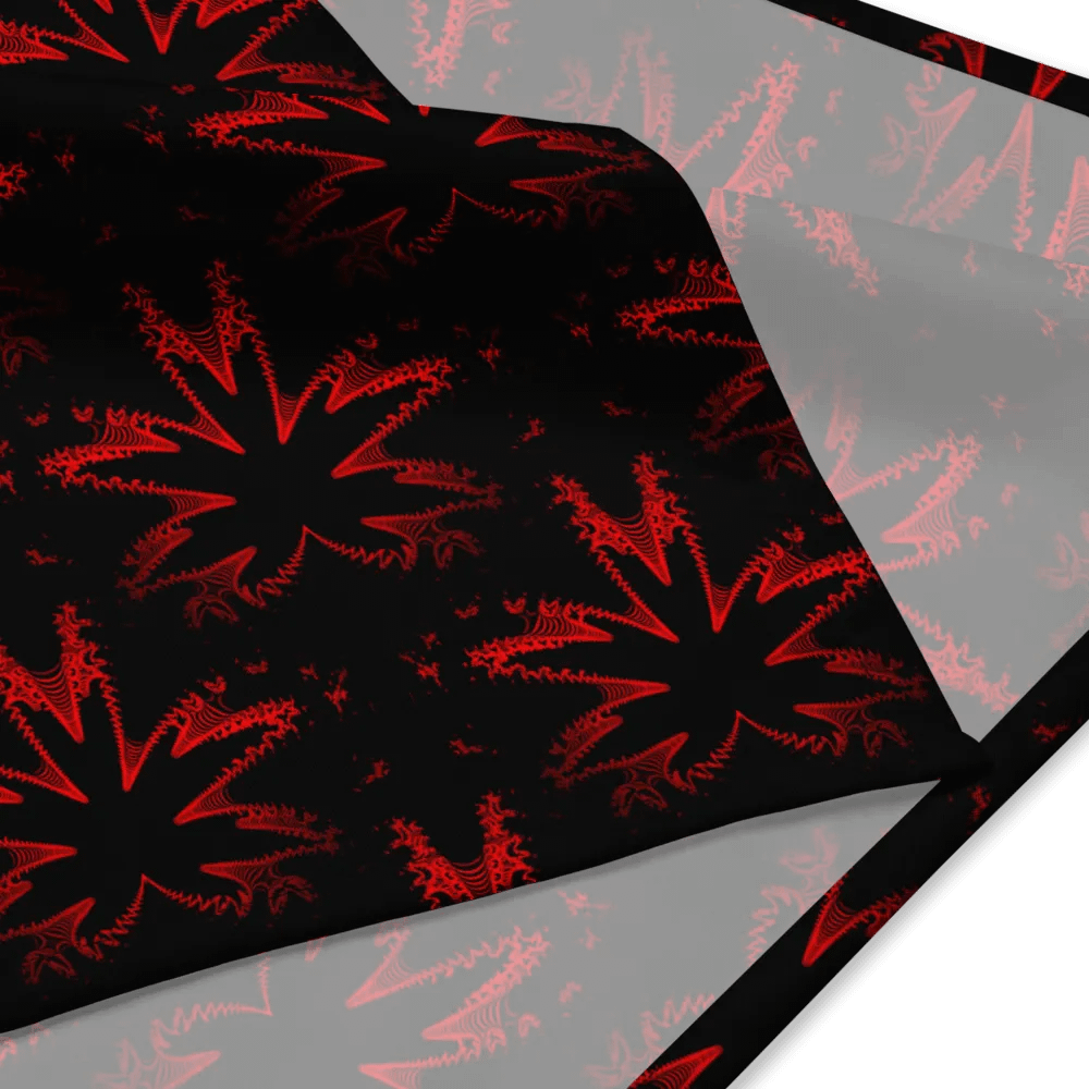 Red Black Twisted Budz Cannabis Bandana, Weed Leaf Pattern Stoner Fashion Accessory product image (1)