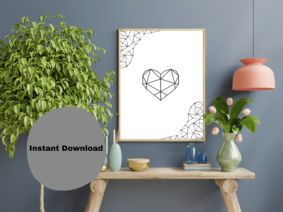 Geometric Heart – Modern Line Art Print | Love in Pieces – Digital Heart Wall Art product image (2)