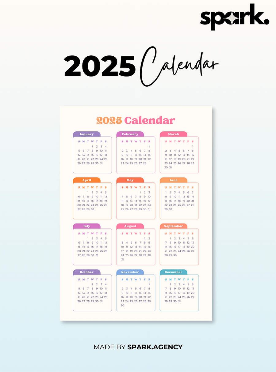 Colorful Tabs Yearly 2025 Annual Calendar product image (1)