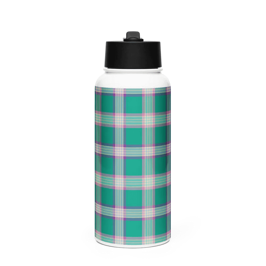 Emerald Green and Purple Plaid Water Bottle product image (4)