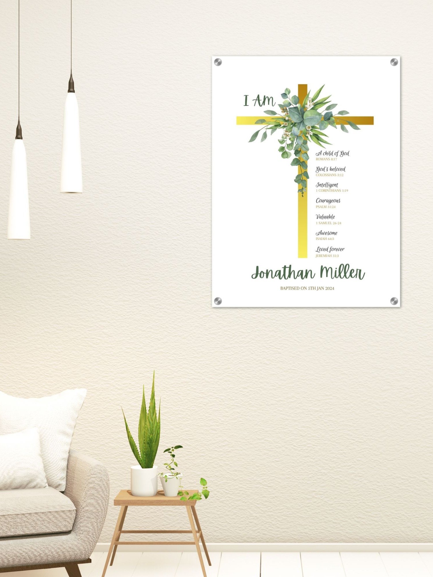 Green Leaves Eucalyptus On Crucifix Baptism Canva Template product image (8)