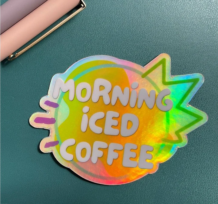 Holographic Morning Iced Coffee Sticker product image (1)