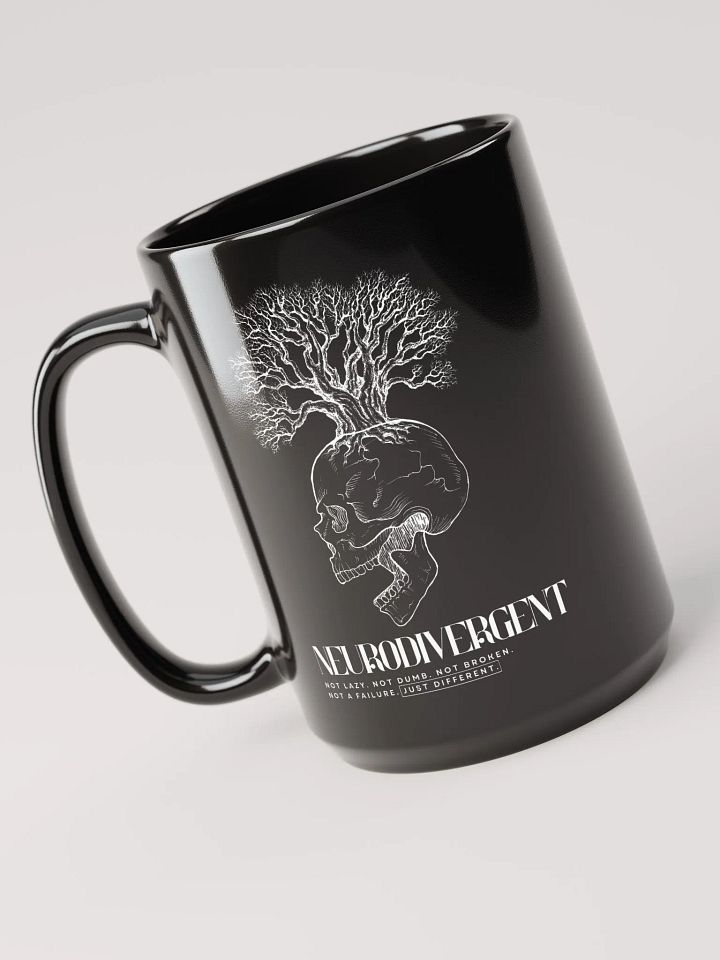 NEURODIVERGENT SKULL black glossy mug product image (1)