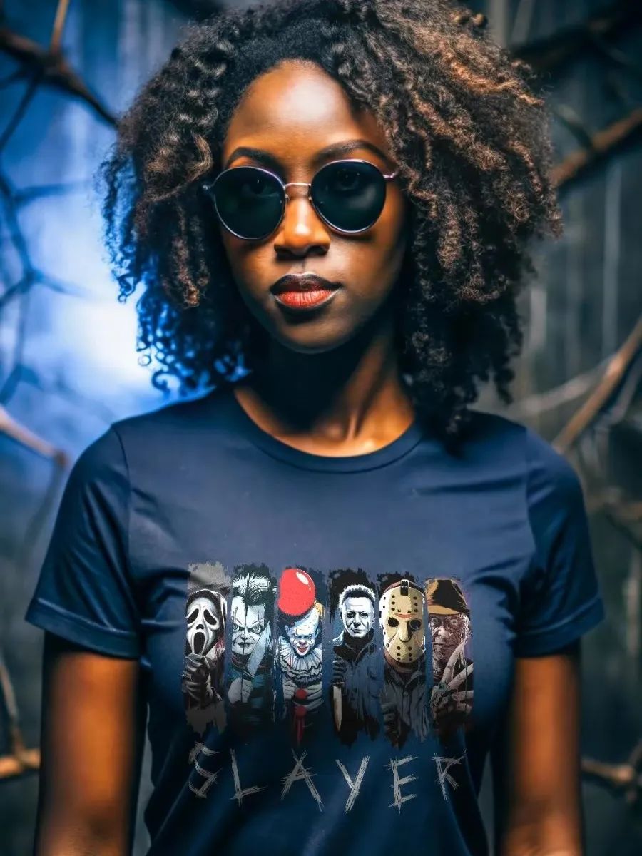 "Slayer of Nightmares" Halloween Horror Icons T-Shirt – Chucky, Freddy, Jason & More product image (6)