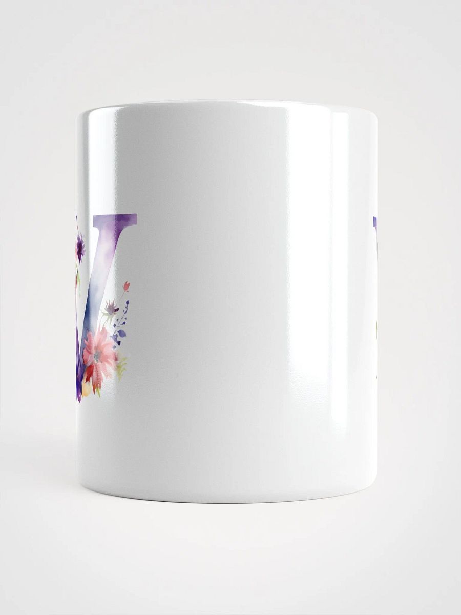 Letter V Monogram Floral Fantasy White Glossy Mug product image (15)