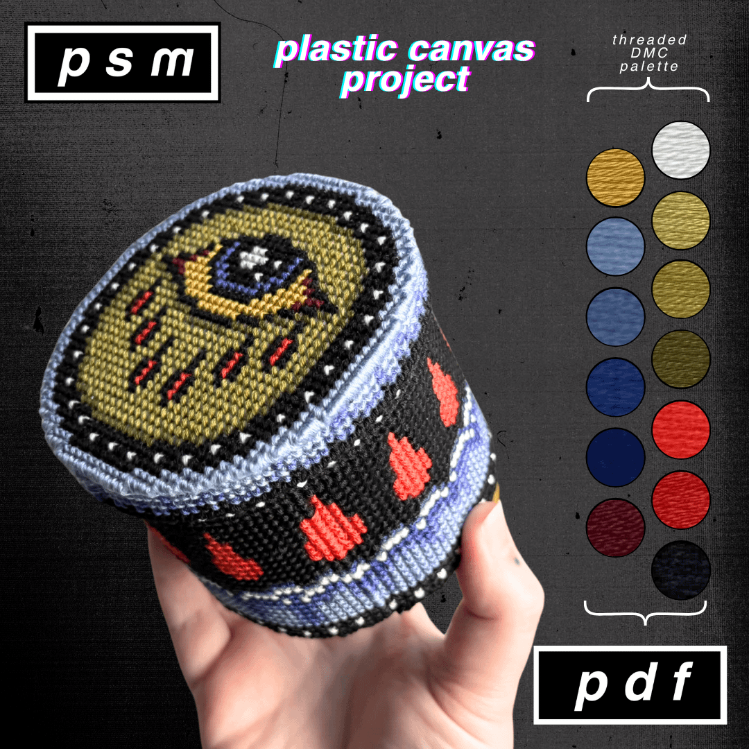 Sick Eye Small Round Box Plastic Canvas Project product image (1)
