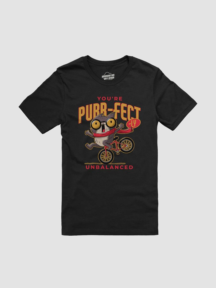 You're Purr-Fectly Unbalanced Funny Cat & Cycling Graphic Tee – Quirky Cat Lover T-Shirt product image (6)