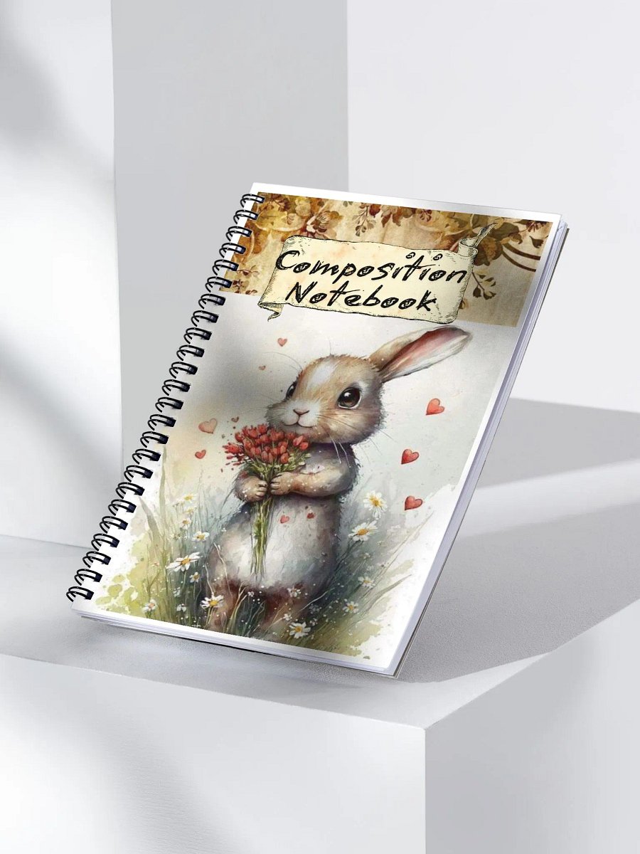 Rabbit & Red Flowers Spiral Composition Notebook product image (3)