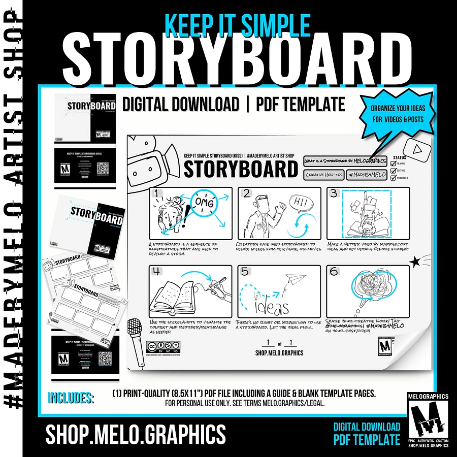 Keep it Simple Storyboard - Printable PDF Template | #MadeBYMELO product image (2)