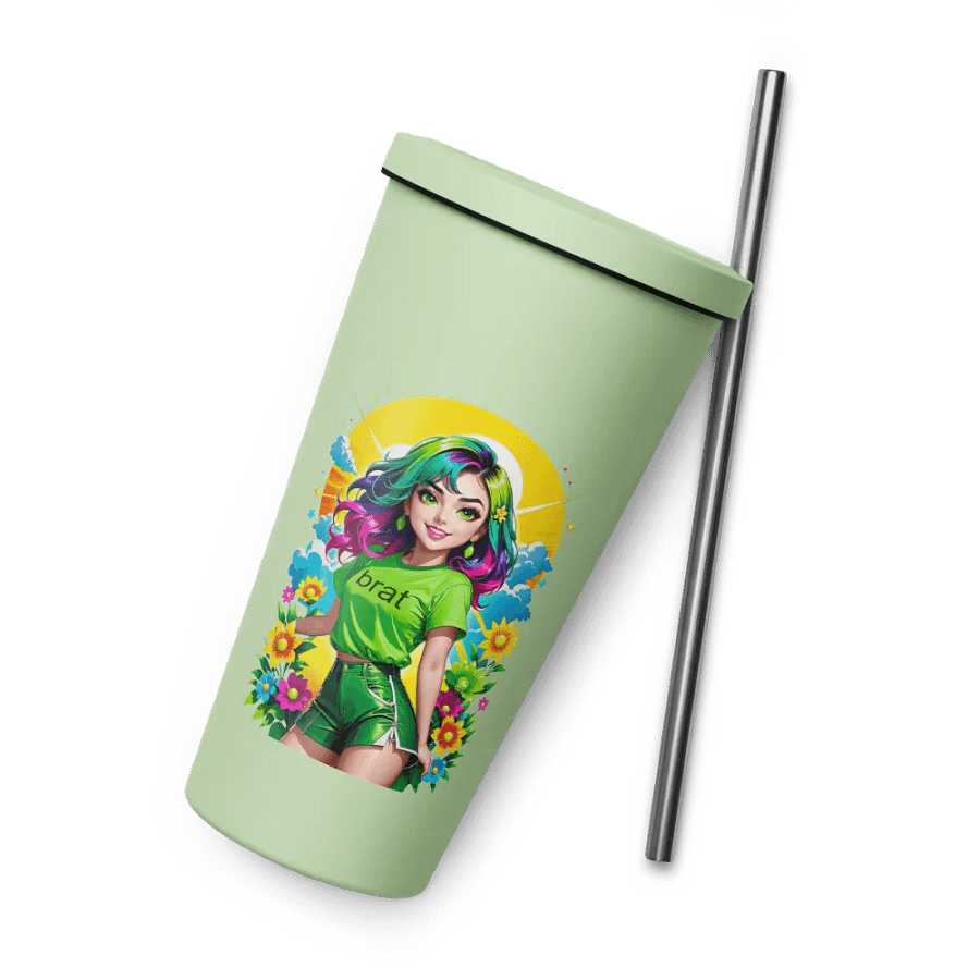 Brat 20 oz Tumbler Cup - Mint - Insulated Tumbler with a Straw v3 product image (8)