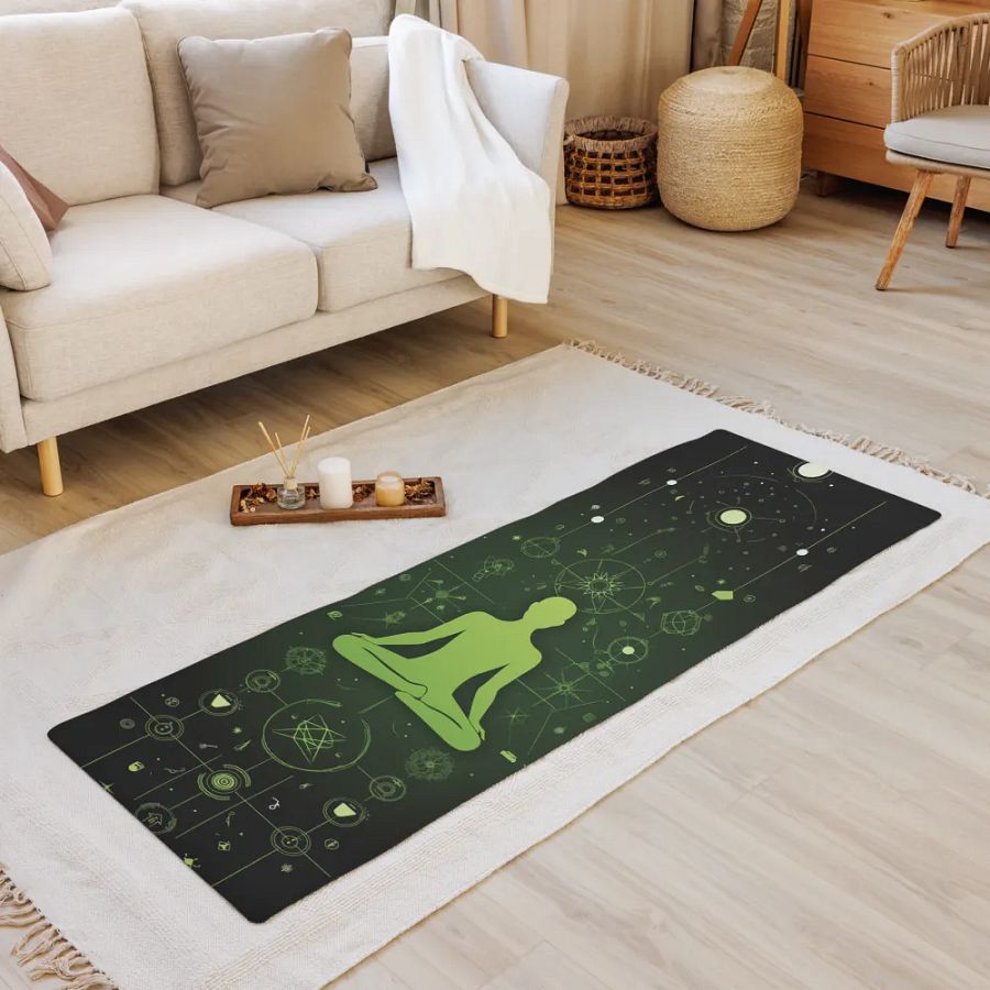 Premium Yoga Mat Featuring Dark Green Sukhasana Vibe product image (4)