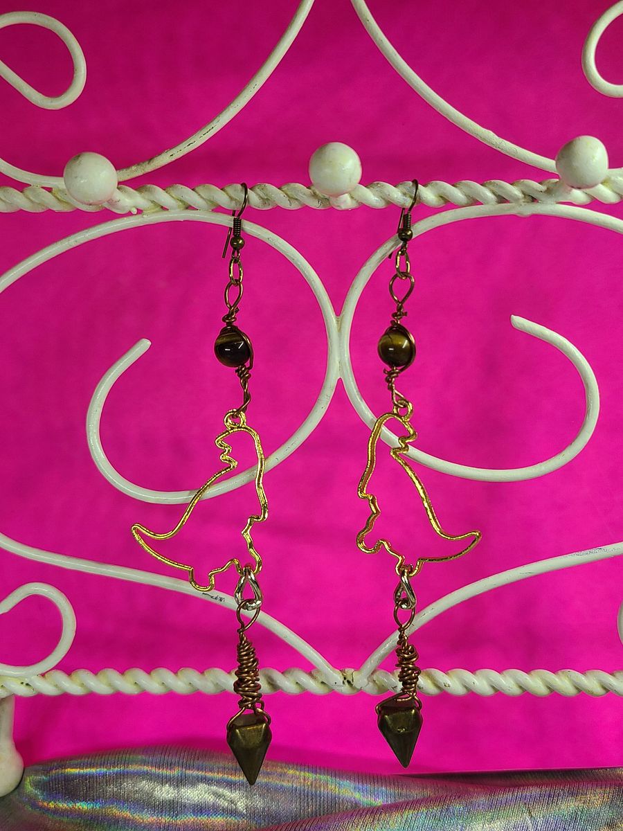 Dino Tigers Eye wire wrapped Earrings product image (1)
