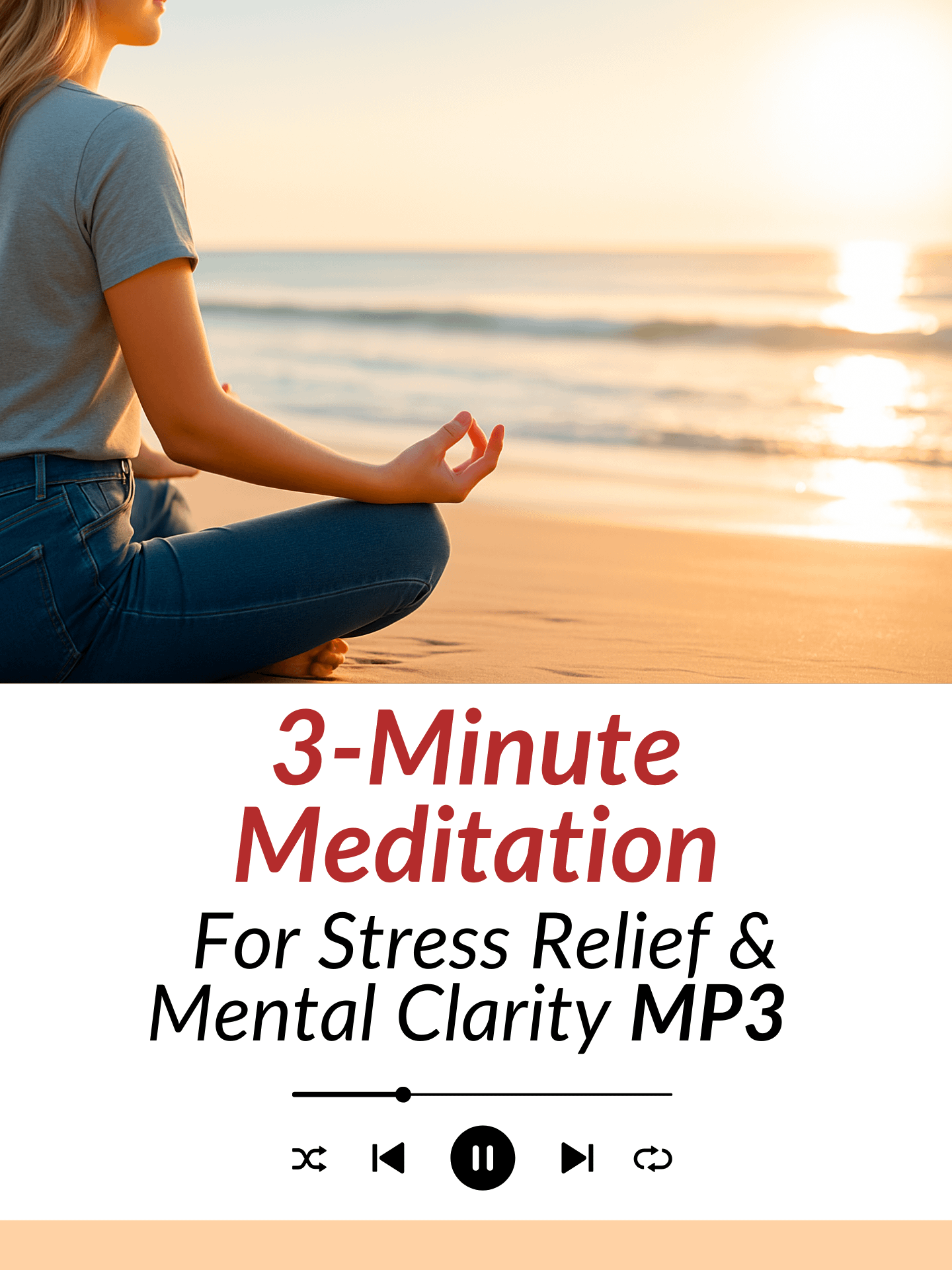 3-Minute Meditation for Stress Relief & Mental Clarity | Ocean Sounds | MP3 Audio Download product image (1)