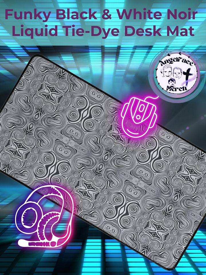 Funky Black and White Noir Liquid Tie-Dye Desk Mat product image (1)