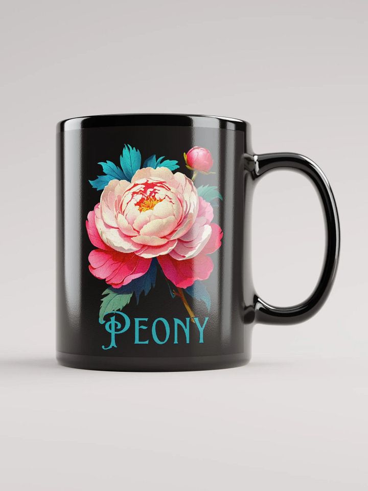 Floral Graphic | Black Coffee Mug | Peony product image (2)