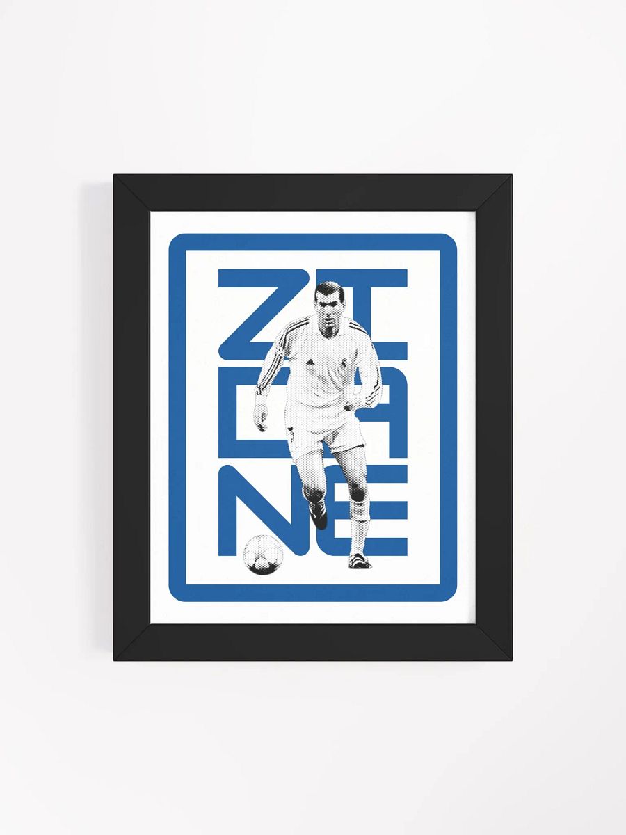 Zinedine Zidane BW Real Madrid Name Art Framed Print product image (4)