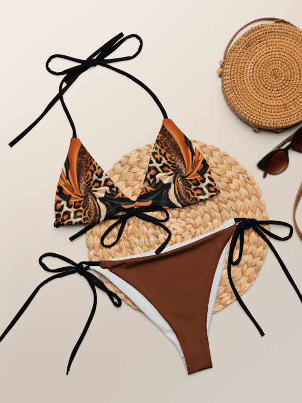 Leopard Print Low Rise Cheeky String Bikini With Brown Bottoms product image (1)