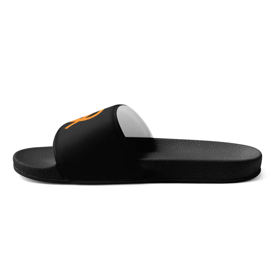 White HApex Gear White Logo Cancer Awareness Orange Ribbon. Black Men's Slides product image (8)