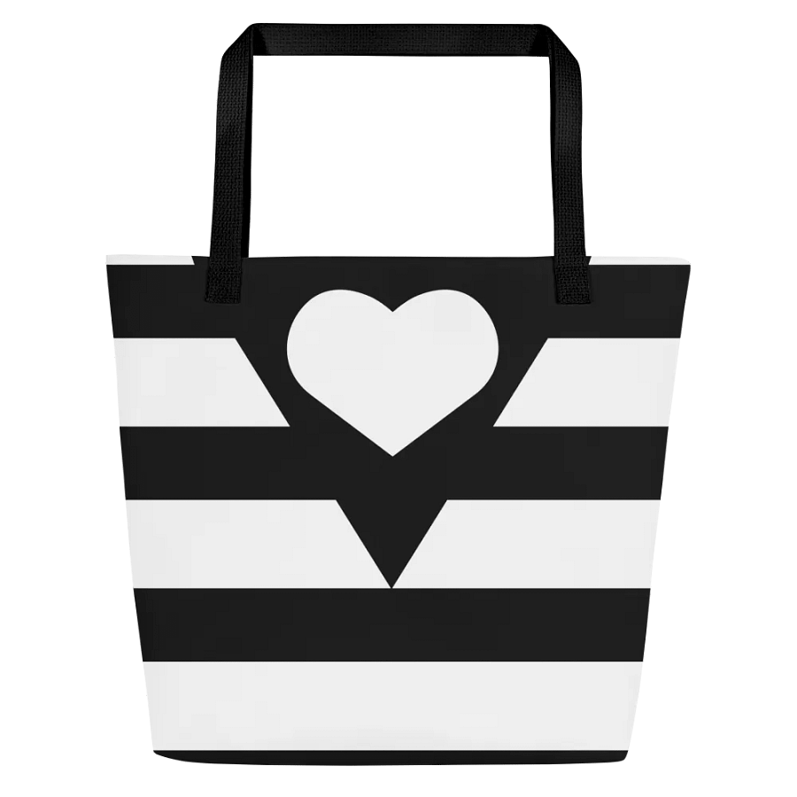 Black and White Big Squares/All-Over Print Large Tote Bag w/ Pocket by Sublicolor product image (4)