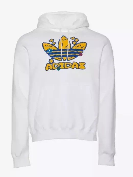 adidas Originals Flower Puff Fleece Pullover Hoodie White Yellow Men Size S-XXL product image (1)