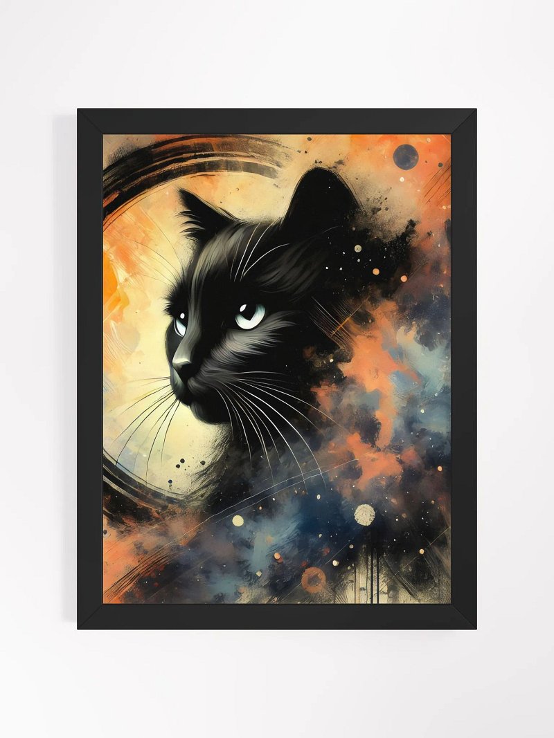 Abstract Black Cat in Smoke - Wall Art