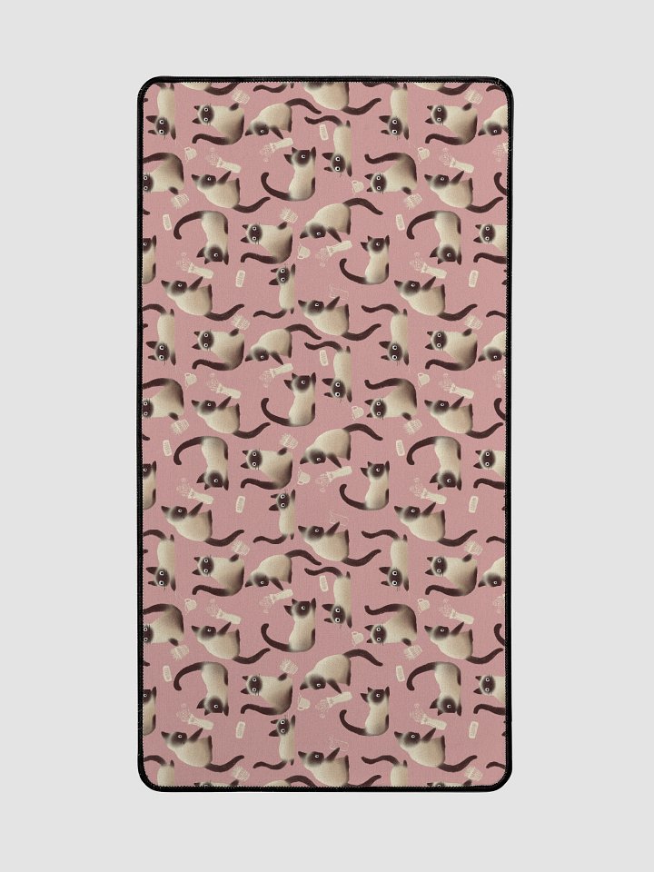 Bad Siamese Cats Knocking Stuff Over Patterned Desk Mat, Pink product image (2)