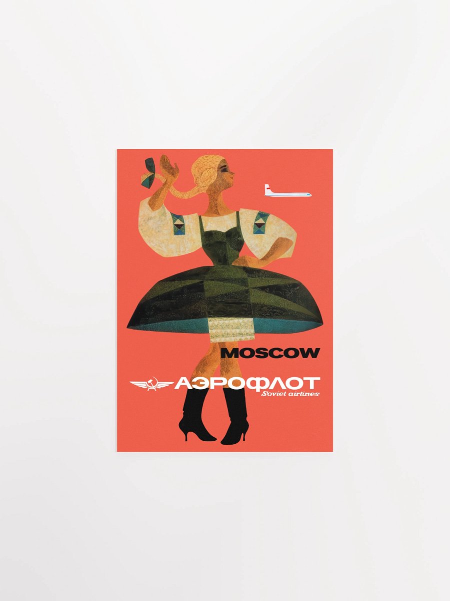 Soviet Aeroflot, USSR airlines 1970s: Moscow — Soviet retro travel poster product image (4)