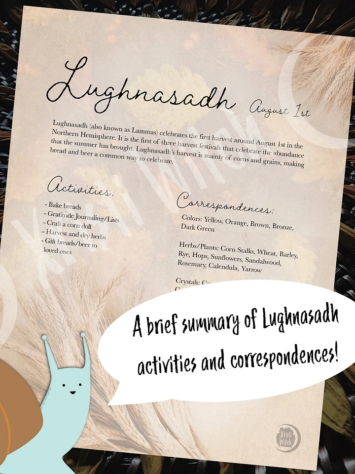 Lughnasadh Grimoire Page - Digital Download product image (1)