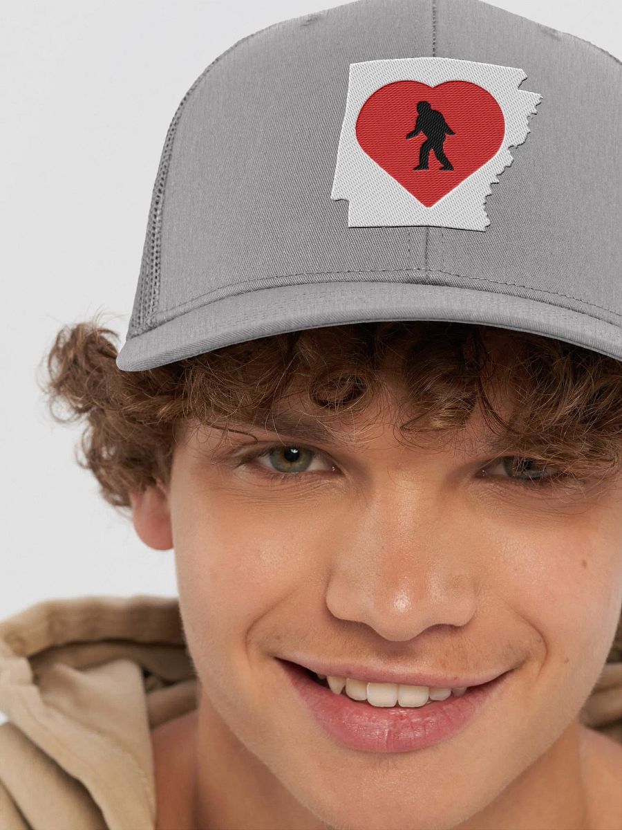 I love Arkansas and Bigfoot Richardson snapback Trucker Hat product image (8)
