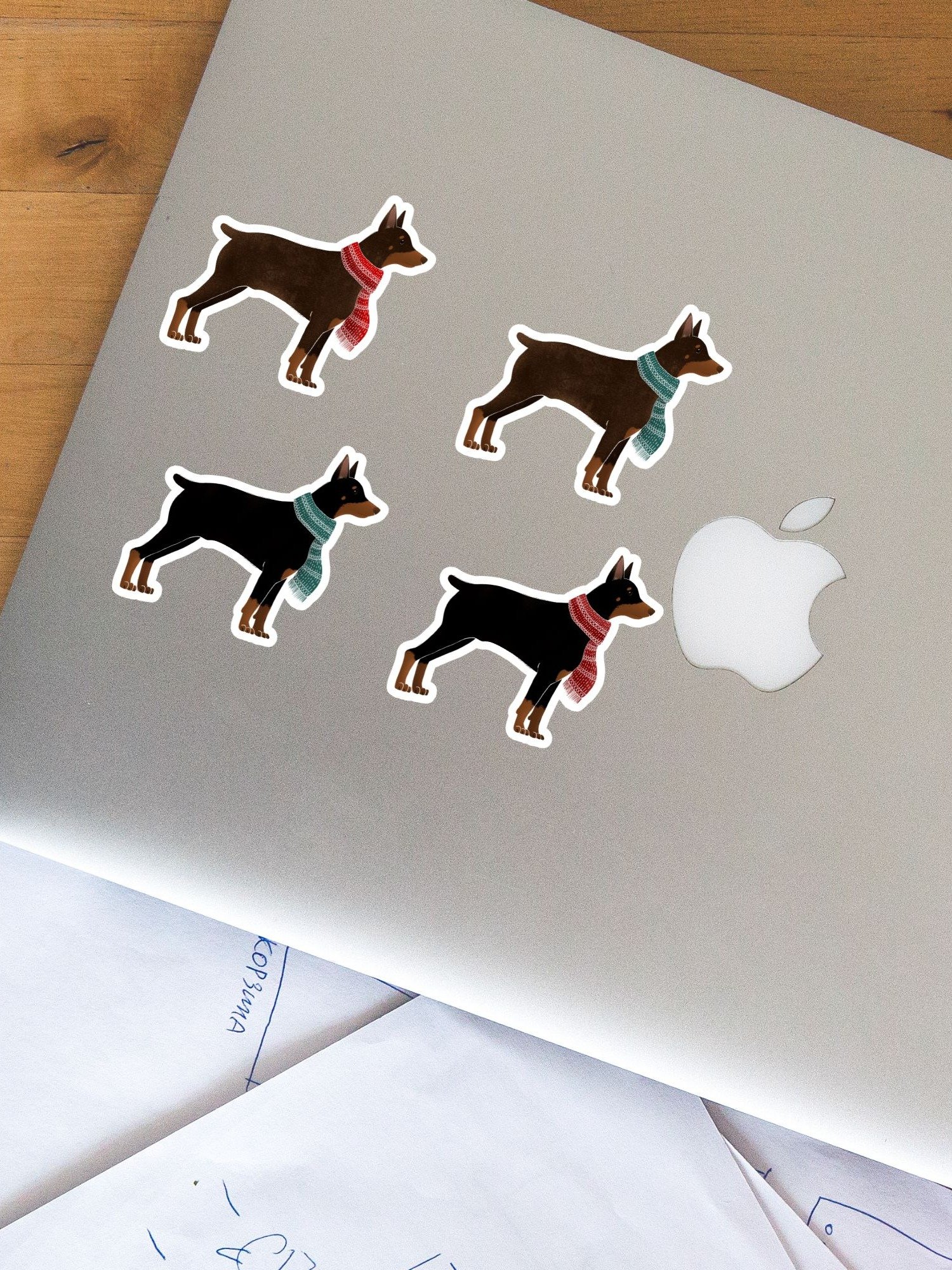 Winter Dobermans in Scarves Sticker Pack product image (2)