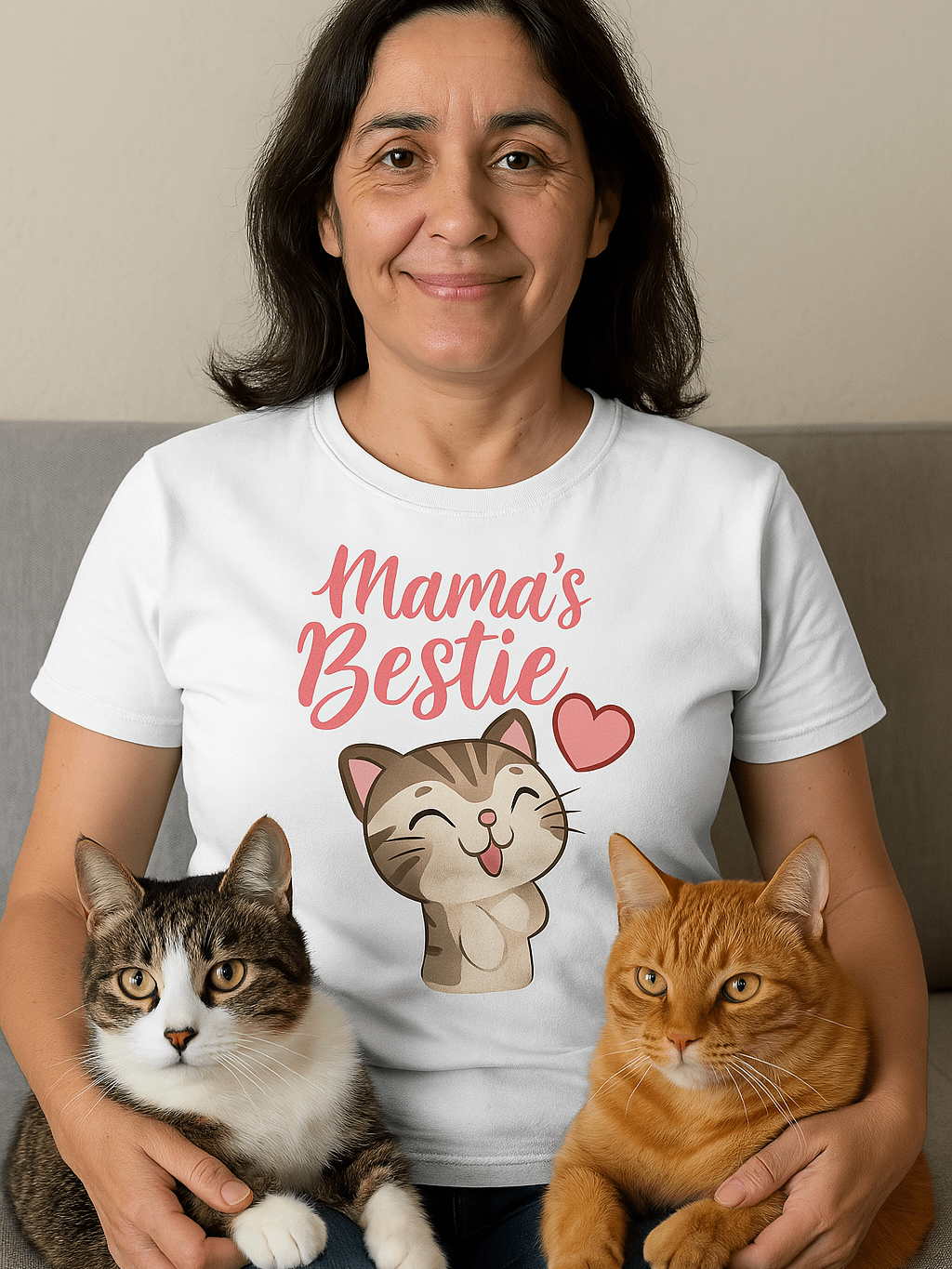 Mama's Bestie Cat Love T-Shirt product image (4)