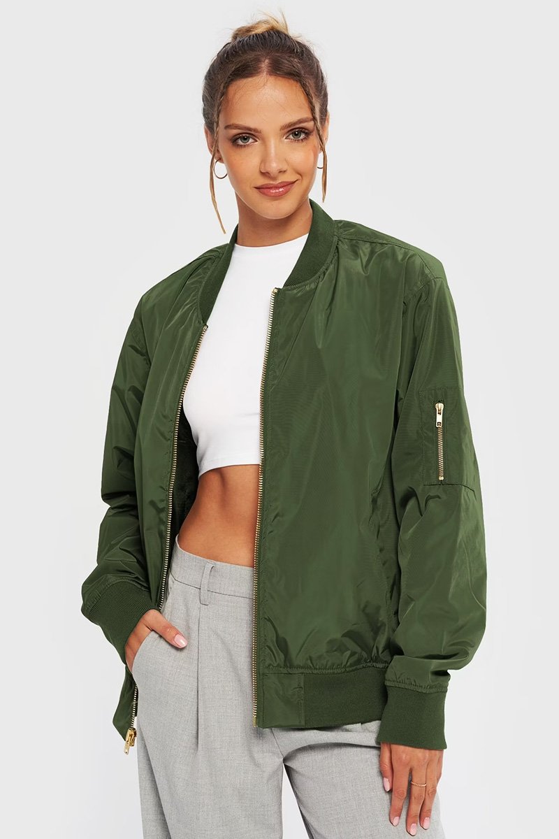 Military Green Camouflage Pixels Camo Pattern Unisex Embroidered Bomber Jacket product image (5)