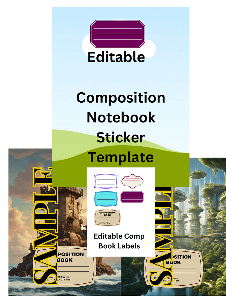 Editable Template - Composition Notebook Cover product image (1)
