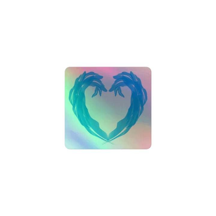 Sarenadia Blue Feathers Heart Holo Sticker product image (1)