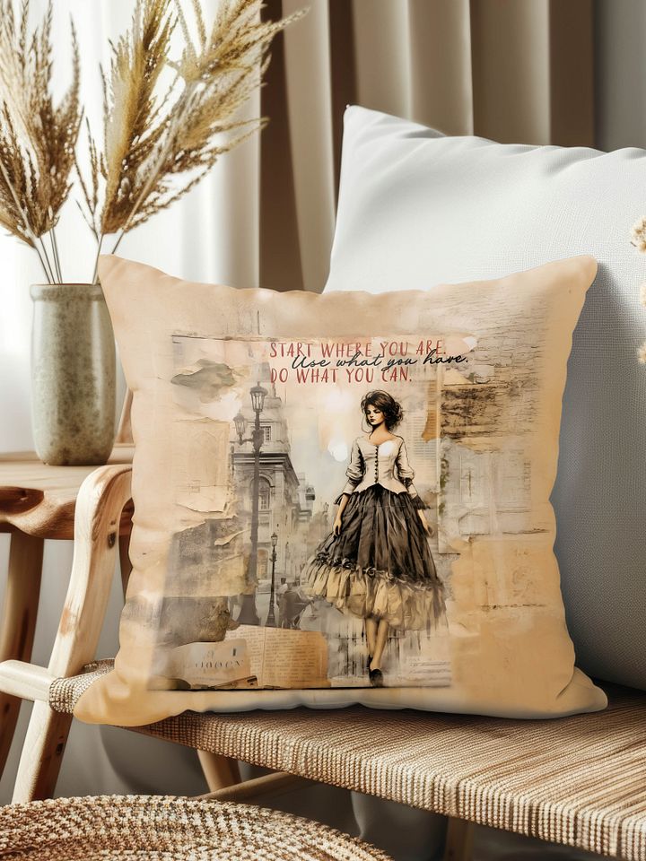 Start Where You Are Vintage-Inspired Throw Pillow - Motivational Decor product image (1)