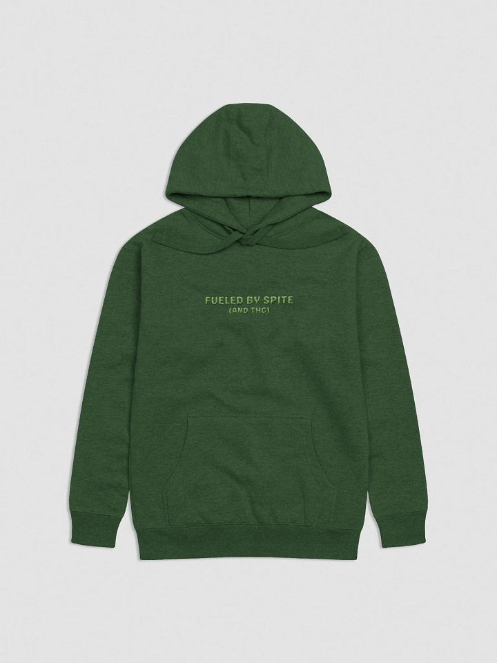 FUELED BY SPITE (green thread) embroidered heavyweight hoodie product image (1)