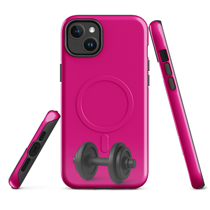 Magnetic Dumbbell Muscle iPhone® 14, 15, 16 Case Magenta product image (1)
