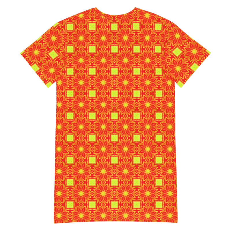 Abstract Repeating Orange Flower T Shirt Dress product image (11)