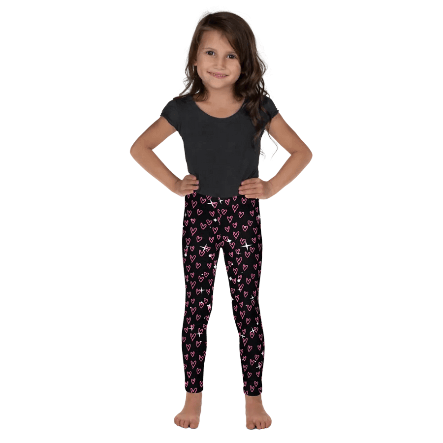 Heartfelt Whimsy Black Kids Leggings with Stars product image (1)