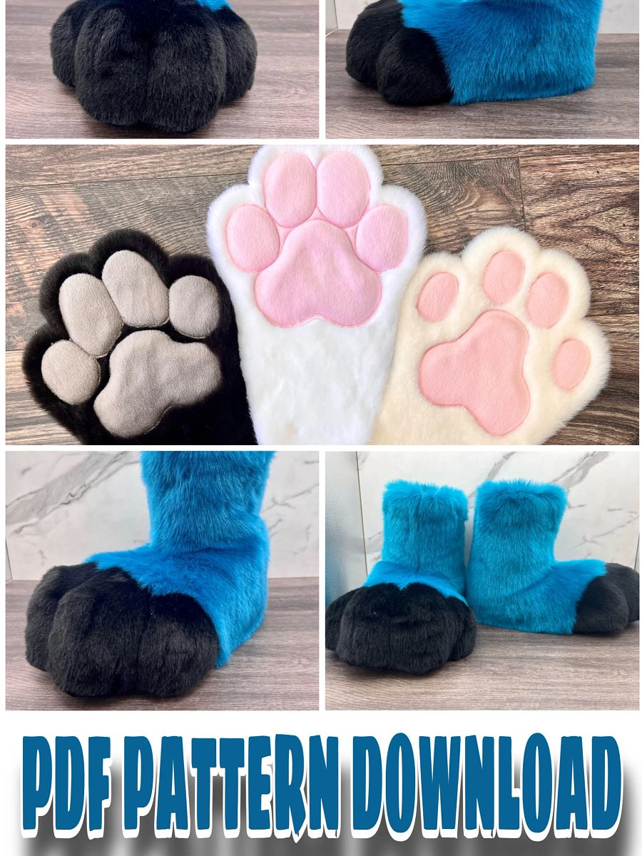 Slim Fursuit Feetpaw Indoor and Outdoor Pattern [PDF DOWNLOAD] product image (1)