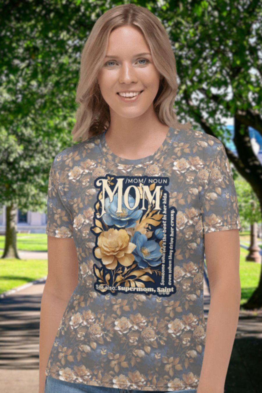 Funny Mom Floral All Over Print T-shirt product image (5)