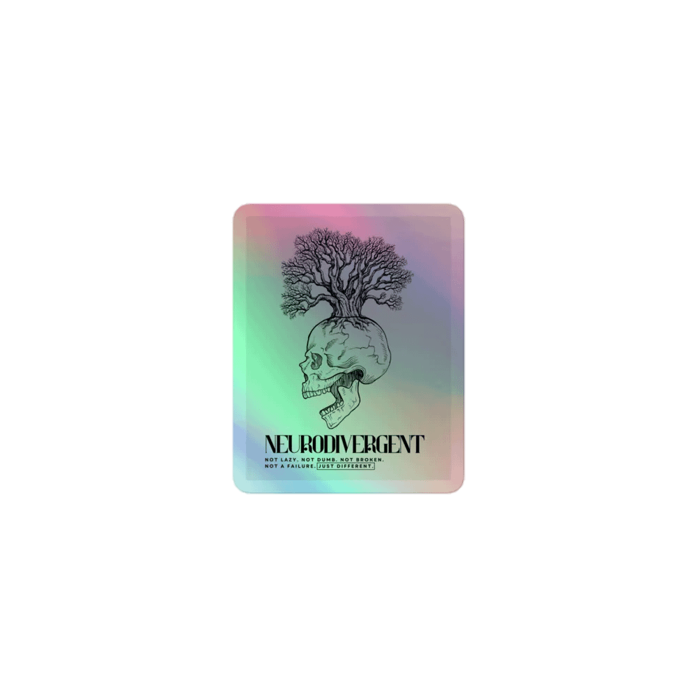 NEURODIVERGENT SKULL holographic sticker product image (1)