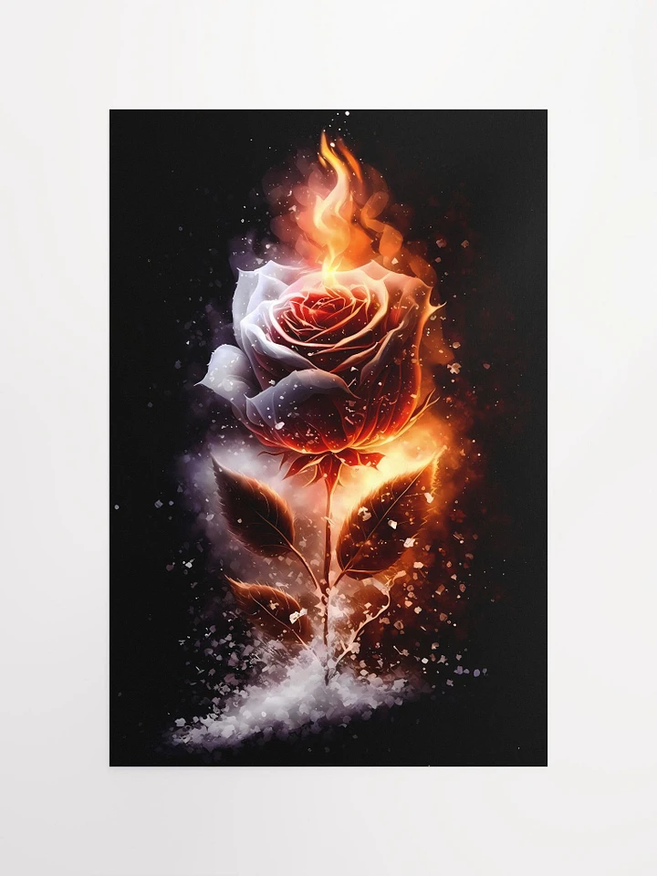 Flaming Rose Poster: A Symbol of Passion and Resilience in Nature Matte Poster product image (2)