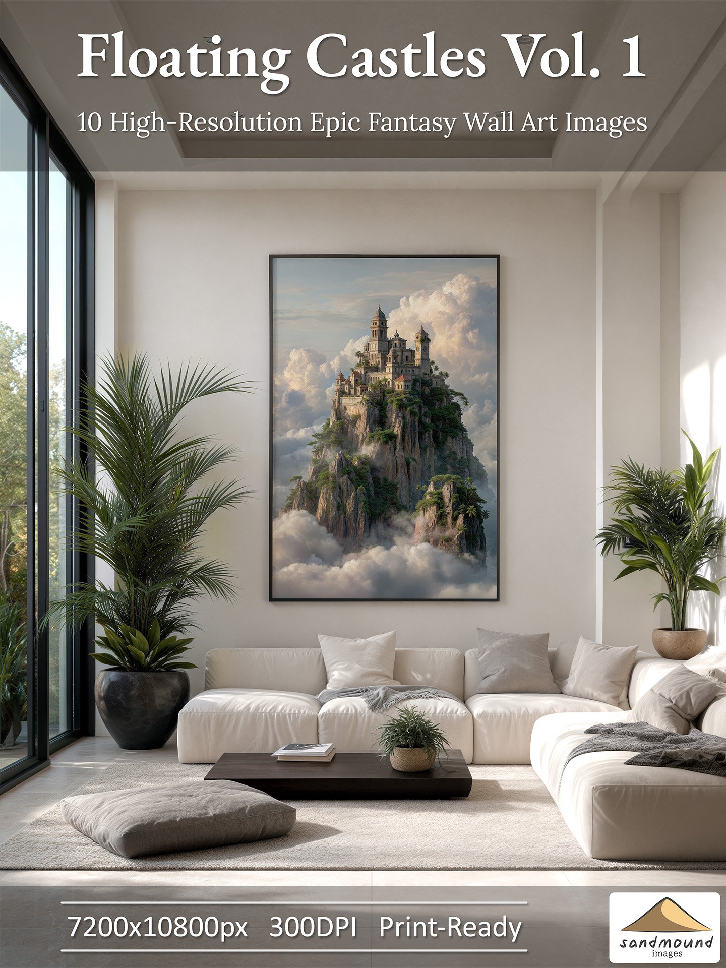 Floating Castles Vol. 1 – Fantasy Wall Art Bundle ✨ 10 High-Resolution Printable Fantasy Landscapes product image (1)